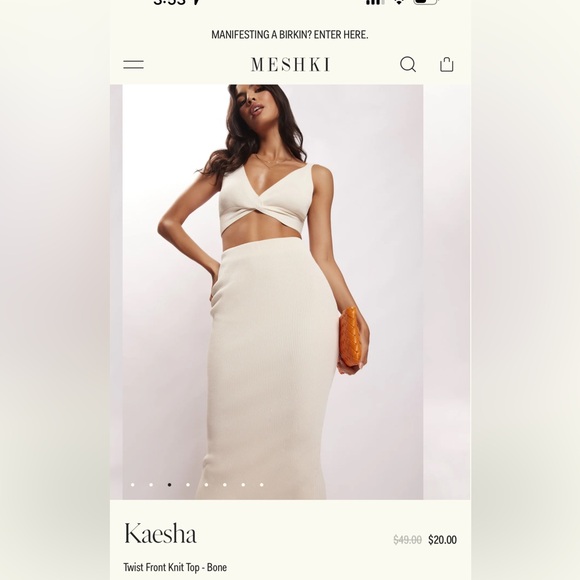 Kaesha Twist Front Knit Top - Bone size XS - Picture 5 of 7